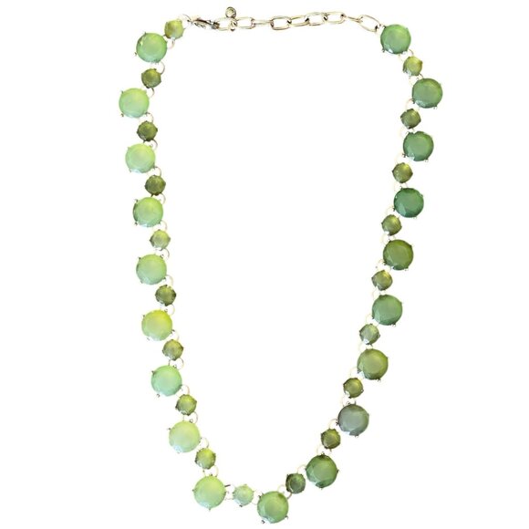 Faceted Green Glass Stone Gold-Tone Necklace By Lane Bryant 20” - Picture 1 of 9